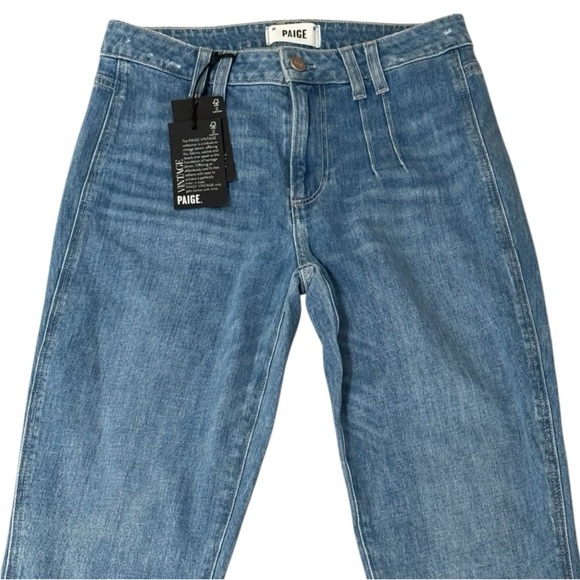 NEW PAIGE High Rise Manhattan Vintage Slim Boot Vintage 27 Tall Blue Denim Jeans - Picture 4 of 9